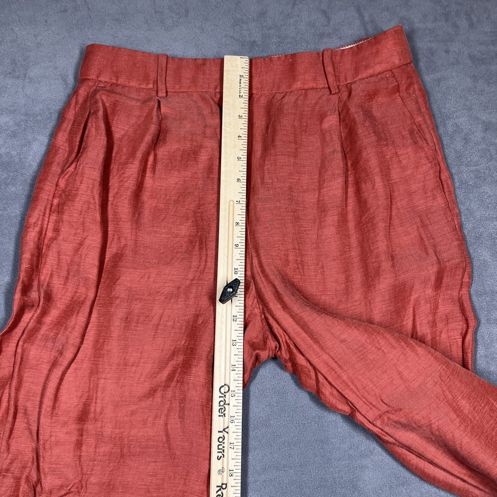 J.Crew Womens Rust Orange Linen Cupro Blend Pleated Wide Leg Pants Size 8 - Picture 8 of 11